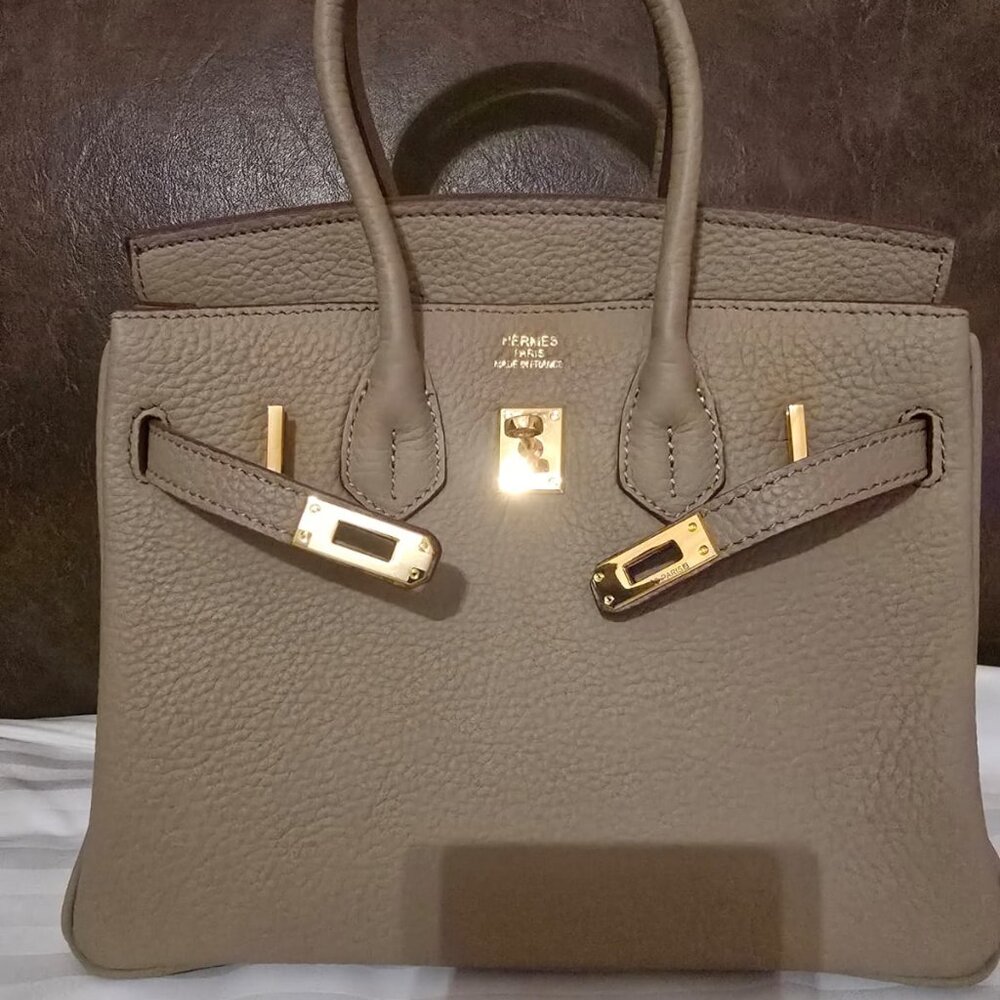 Genuine Leather Khaki 25m Handbag